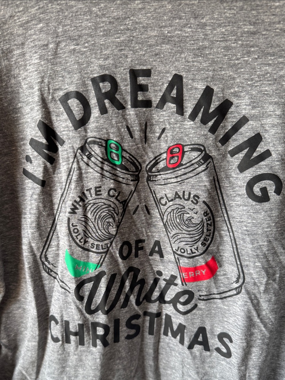 Gray Raglan Holiday Graphic Tee - 'Dreaming of a White Christmas' - Picture 5 of 5